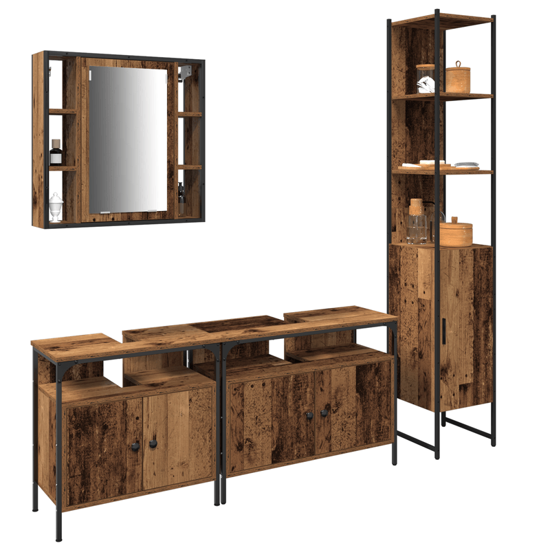 Casa si Gradina - Mobilier - Mobilier baie - Comode baie - Consola pentru chiuveta de baie cu lavoar incorporat din lemn vechi si lemn ingineresc - Infinity.ro