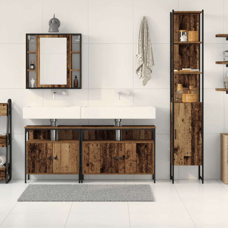 Casa si Gradina - Mobilier - Mobilier baie - Comode baie - Consola pentru chiuveta de baie cu lavoar incorporat din lemn vechi si lemn ingineresc - Infinity.ro