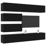 Casa si Gradina - Mobilier - Seturi de mobilier - Seturi living - Set 6 piese cabinet TV montat pe perete stejar negru lemn prelucrat - Infinity.ro