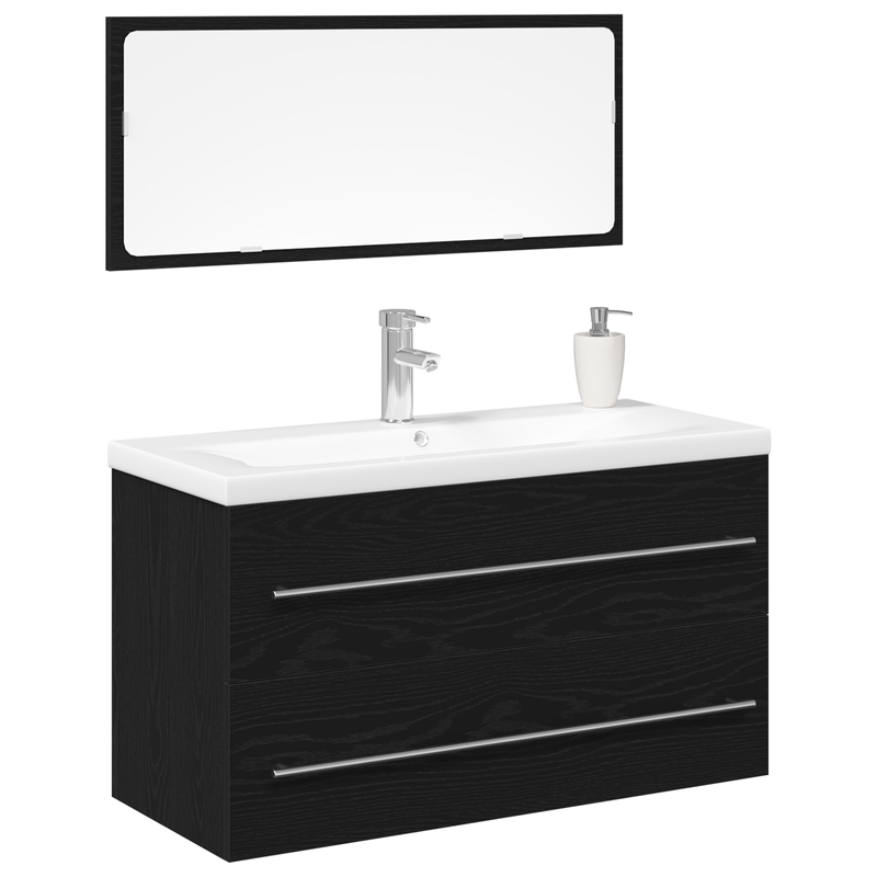 Casa si Gradina - Mobilier - Mobilier baie - Comode baie - Cabinet Chiuveta Baie cu bazin integrat Stejar Negru Lemn Prelucrat - Infinity.ro