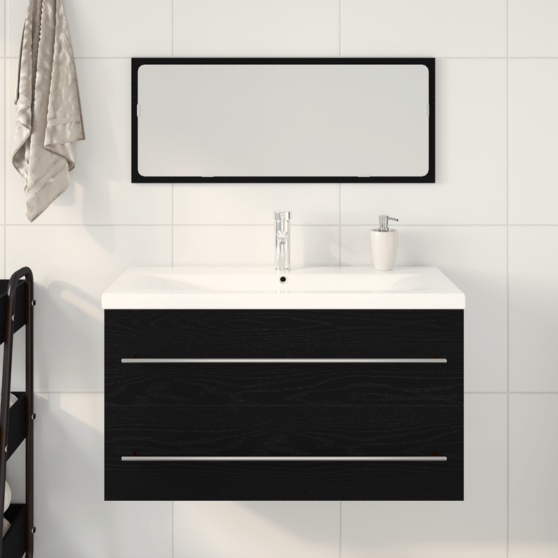 Casa si Gradina - Mobilier - Mobilier baie - Comode baie - Cabinet Chiuveta Baie cu bazin integrat Stejar Negru Lemn Prelucrat - Infinity.ro