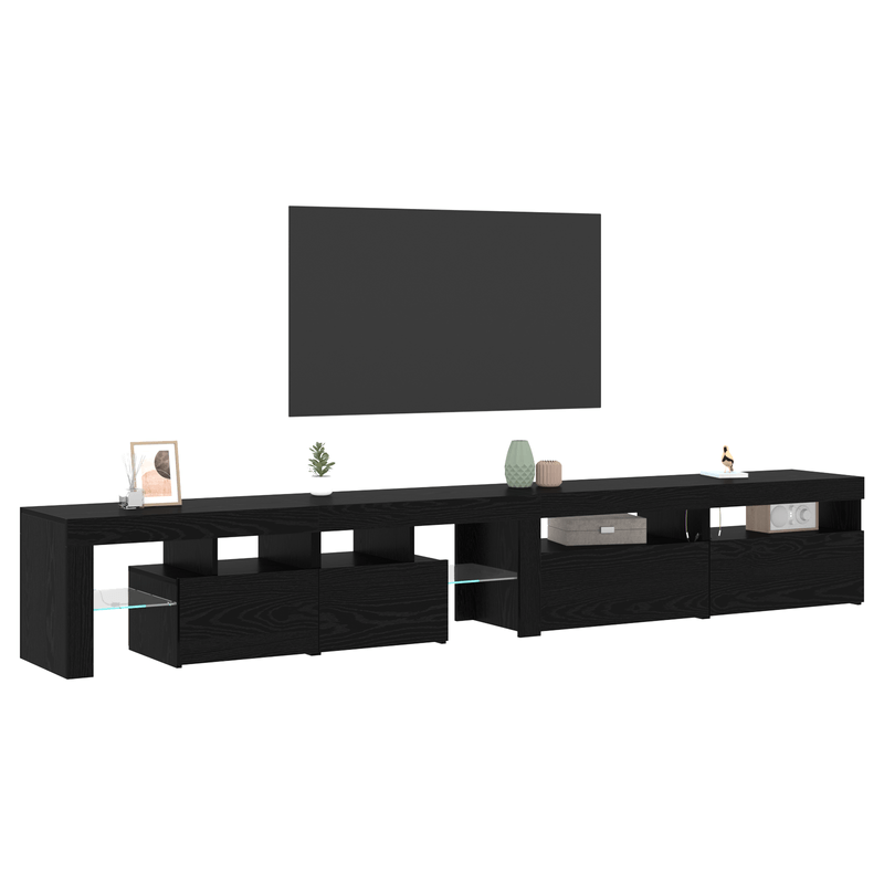 Casa si Gradina - Mobilier - Comode si corpuri - Comode - Dulapuri TV 3 pcs cu lumini LED din stejar negru - Infinity.ro