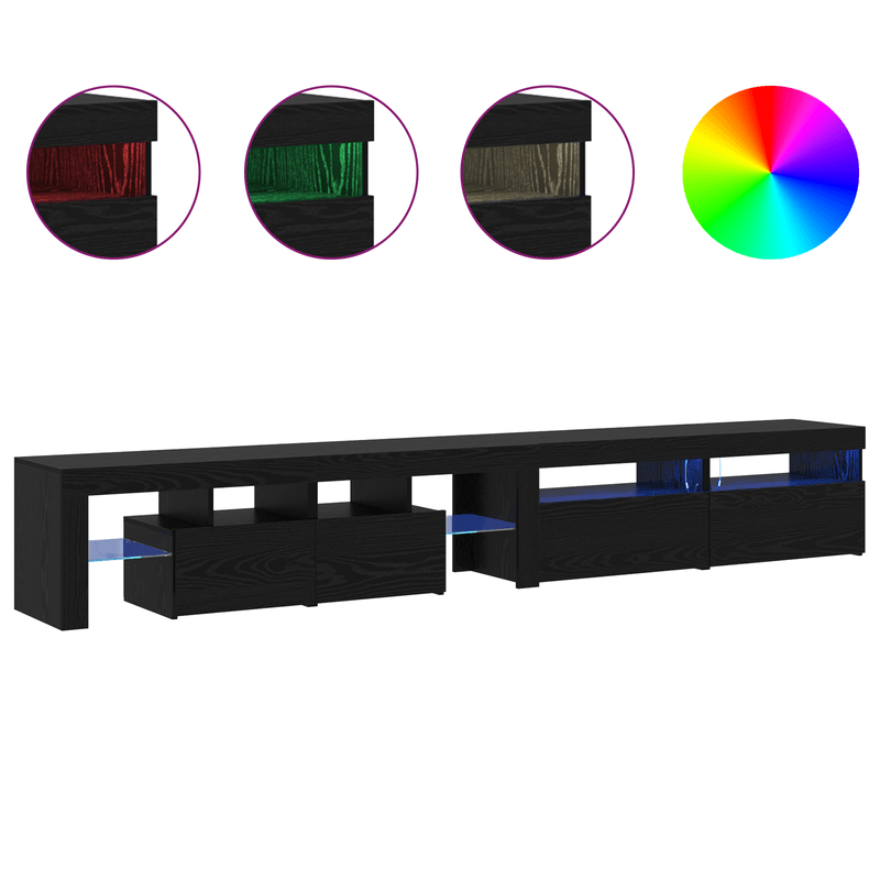 Casa si Gradina - Mobilier - Comode si corpuri - Comode - Dulapuri TV 3 pcs cu lumini LED din stejar negru - Infinity.ro