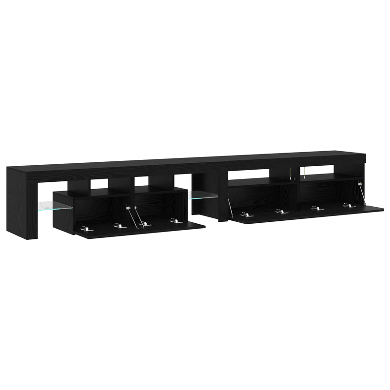 Casa si Gradina - Mobilier - Comode si corpuri - Comode - Dulapuri TV 3 pcs cu lumini LED din stejar negru - Infinity.ro
