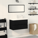 Casa si Gradina - Mobilier - Mobilier baie - Comode baie - Dulap pentru chiuveta  cu chiuveta incorporata Stejar negru Lemn prelucrat - Infinity.ro