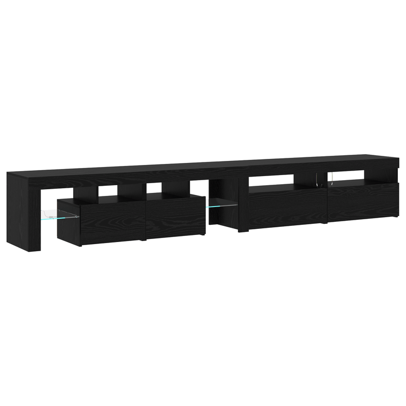 Casa si Gradina - Mobilier - Comode si corpuri - Comode - Dulapuri TV 3 pcs cu lumini LED din stejar negru - Infinity.ro