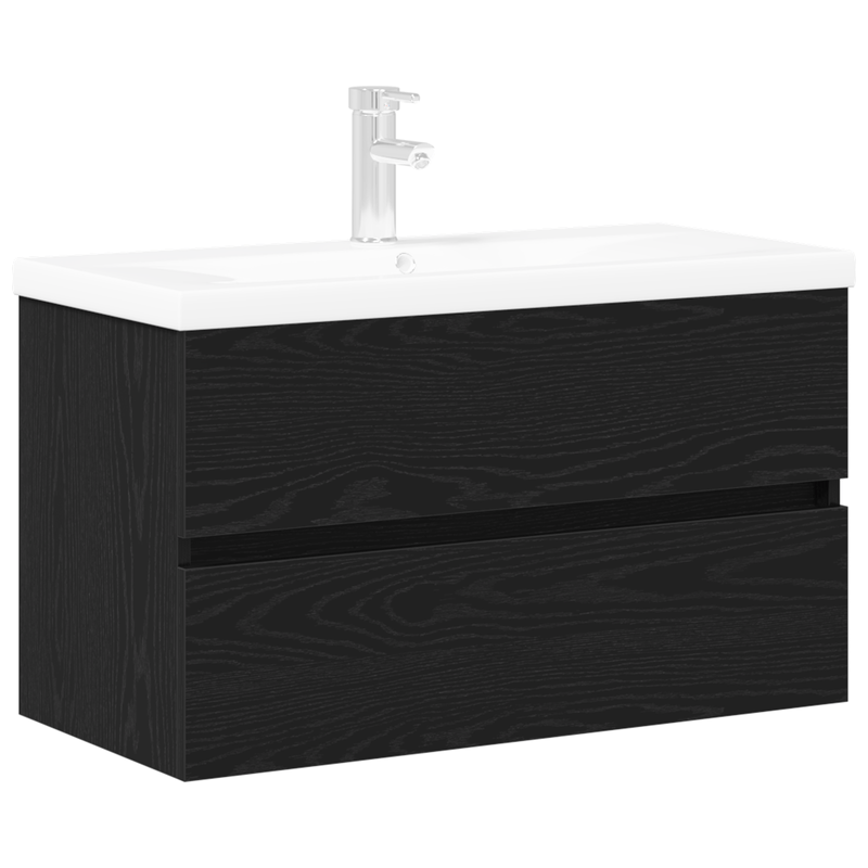 Casa si Gradina - Mobilier - Mobilier baie - Comode baie - Dulap pentru chiuveta  cu chiuveta incorporata Stejar negru Lemn prelucrat - Infinity.ro