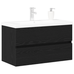 Casa si Gradina - Mobilier - Mobilier baie - Comode baie - Dulap pentru chiuveta  cu chiuveta incorporata Stejar negru Lemn prelucrat - Infinity.ro