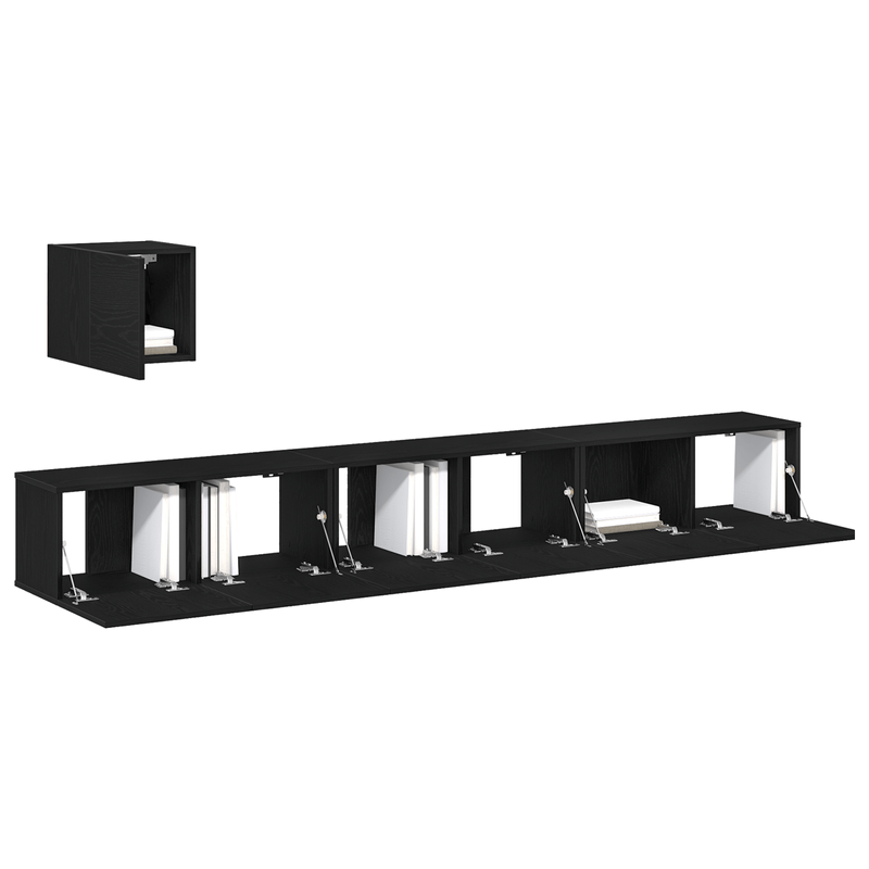 Casa si Gradina - Mobilier - Seturi de mobilier - Seturi living - Set dulap TV, 4 piese, stejar negru, lemn prelucrat - Infinity.ro