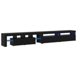 Casa si Gradina - Mobilier - Comode si corpuri - Comode - Mobilier TV  3 pcs cu Lumini LED Negru Stejar Lemn prelucrat - Infinity.ro