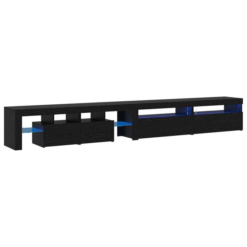 Casa si Gradina - Mobilier - Comode si corpuri - Comode - Mobilier TV  3 pcs cu Lumini LED Negru Stejar Lemn prelucrat - Infinity.ro
