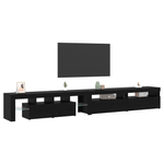 Casa si Gradina - Mobilier - Comode si corpuri - Comode - Mobilier TV  3 pcs cu Lumini LED Negru Stejar Lemn prelucrat - Infinity.ro