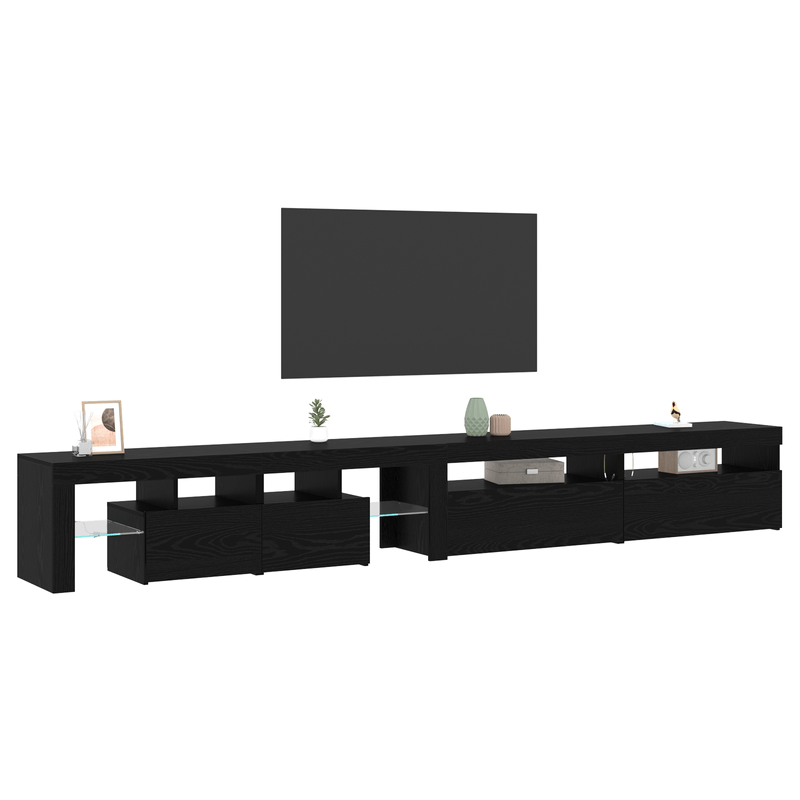 Casa si Gradina - Mobilier - Comode si corpuri - Comode - Mobilier TV  3 pcs cu Lumini LED Negru Stejar Lemn prelucrat - Infinity.ro