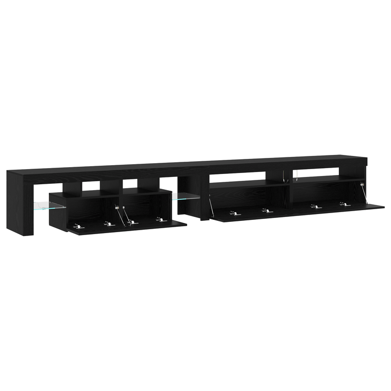 Casa si Gradina - Mobilier - Comode si corpuri - Comode - Mobilier TV  3 pcs cu Lumini LED Negru Stejar Lemn prelucrat - Infinity.ro