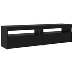Casa si Gradina - Mobilier - Comode si corpuri - Comode - Mobilier TV  3 pcs cu Lumini LED Negru Stejar Lemn prelucrat - Infinity.ro