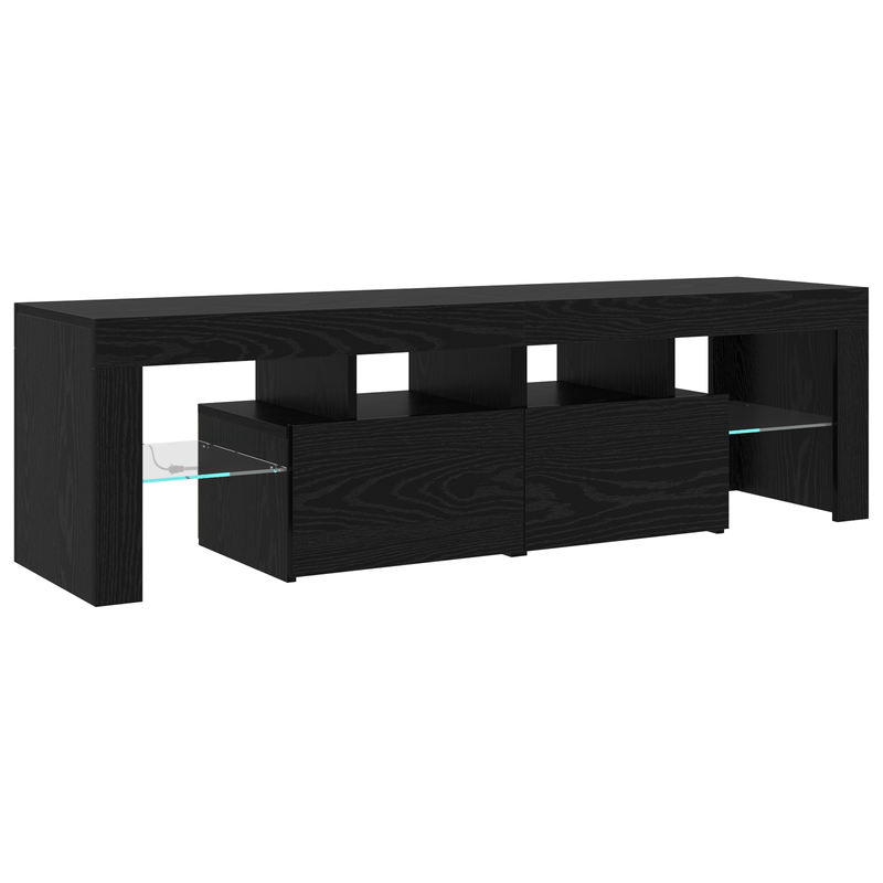 Casa si Gradina - Mobilier - Comode si corpuri - Comode - Mobilier TV  3 pcs cu Lumini LED Negru Stejar Lemn prelucrat - Infinity.ro