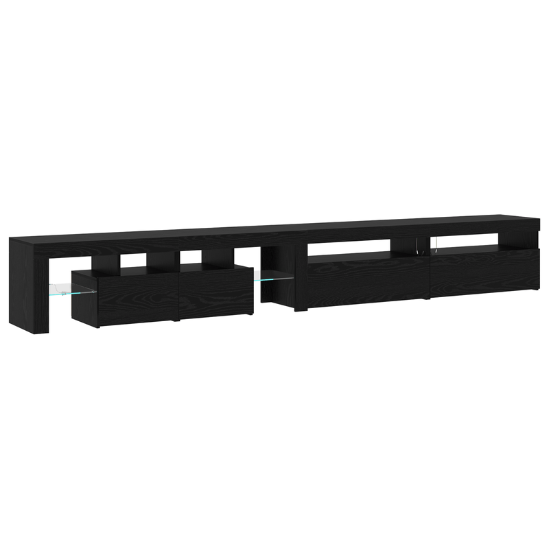 Casa si Gradina - Mobilier - Comode si corpuri - Comode - Mobilier TV  3 pcs cu Lumini LED Negru Stejar Lemn prelucrat - Infinity.ro