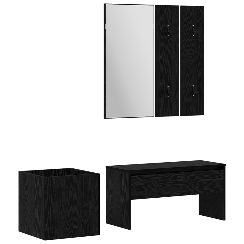 Casa si Gradina - Mobilier - Organizare si depozitare - Bancute - Set Mobilier pentru Hol  Lemn Ingineresc Negru Stejar - Infinity.ro