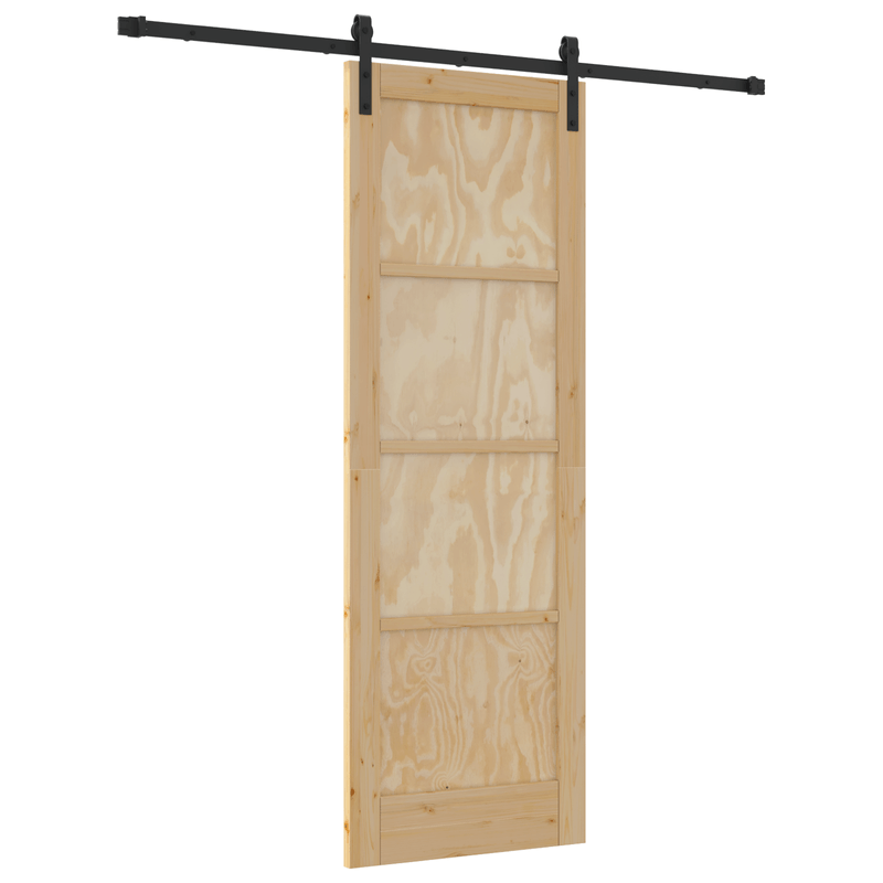 Casa si Gradina - Constructii - Usi interior, exterior si garaj - Usi garaj - Usa glisanta Set de 2 Natural, Negru Lemn, Metal 73.5 x 211 cm - Infinity.ro