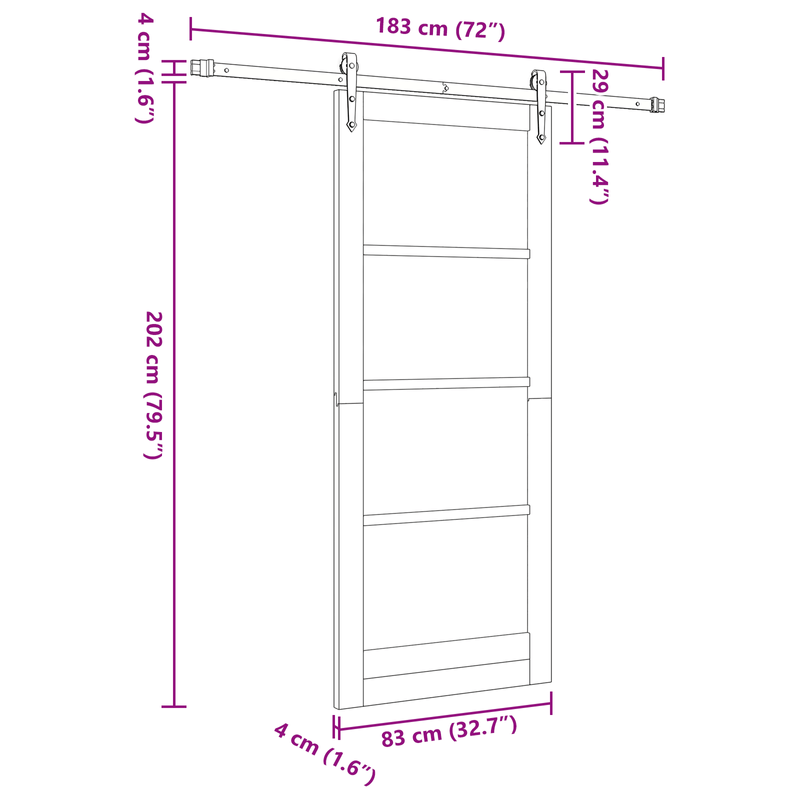 Casa si Gradina - Constructii - Usi interior, exterior si garaj - Usi interior - Usa Glisanta  cu Set de Accesorii Alb 83x202 cm Lemn Solid de Pin - Infinity.ro