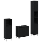 Casa si Gradina - Mobilier - Seturi de mobilier - Seturi baie - Set Mobilier Baie 3 Piese Stejar Negru Lemn Ingineresc - Infinity.ro