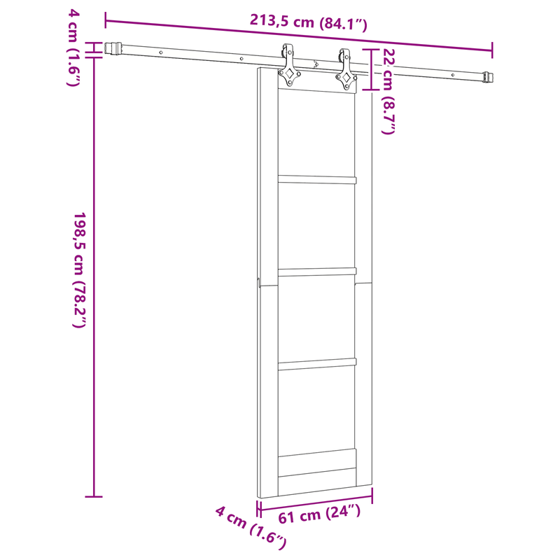 Casa si Gradina - Constructii - Usi interior, exterior si garaj - Usi interior - Usa glisanta  cu set de hardware Alb 61x198.5 cm Lemn masiv Pin - Infinity.ro