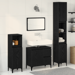 Casa si Gradina - Mobilier - Seturi de mobilier - Seturi baie - Set de dulapuri pentru baie in 3 piese Negru Stejar Lemn Compus - Infinity.ro