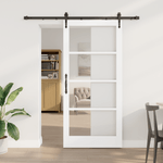 Casa si Gradina - Constructii - Usi interior, exterior si garaj - Usi interior - Set usa glisanta  cu set de accesorii alb 93x202 cm din lemn masiv de pin - Infinity.ro