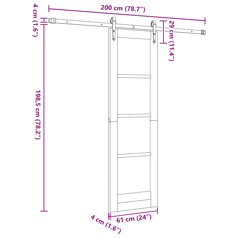 Casa si Gradina - Constructii - Usi interior, exterior si garaj - Usi interior - Usa glisanta  cu set hardware 61x198.5 cm din lemn masiv de pin - Infinity.ro