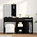 Casa si Gradina - Mobilier - Comode si corpuri - Masute de toaleta - Masa de toaleta cu LED si dulap din lemn prelucrat negru - Infinity.ro