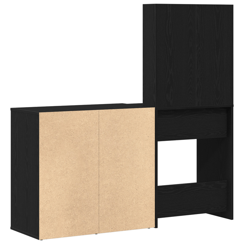 Casa si Gradina - Mobilier - Comode si corpuri - Masute de toaleta - Masa de toaleta cu LED si dulap din lemn prelucrat negru - Infinity.ro