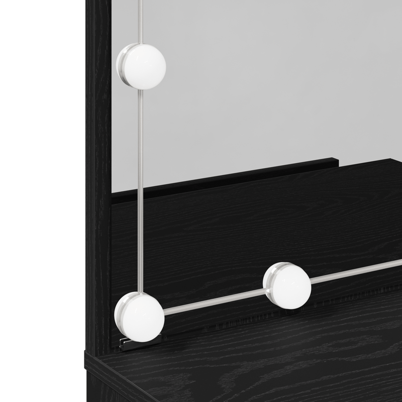 Casa si Gradina - Mobilier - Comode si corpuri - Masute de toaleta - Masa de toaleta cu LED si dulap din lemn prelucrat negru - Infinity.ro