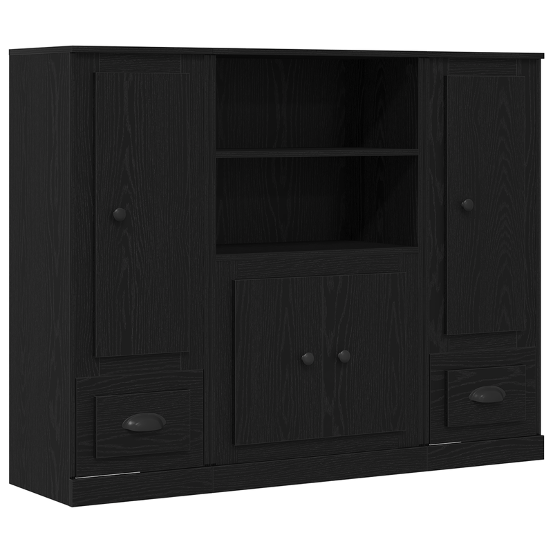 Casa si Gradina - Mobilier - Comode si corpuri - Corpuri bucatarie - Highboard Negru Stejar 132x35,5x103,5 cm Lemn Prelucrat - Infinity.ro