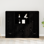 Casa si Gradina - Mobilier - Comode si corpuri - Corpuri bucatarie - Highboard Negru Stejar 132x35,5x103,5 cm Lemn Prelucrat - Infinity.ro