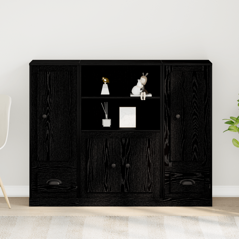 Casa si Gradina - Mobilier - Comode si corpuri - Corpuri bucatarie - Highboard Negru Stejar 132x35,5x103,5 cm Lemn Prelucrat - Infinity.ro