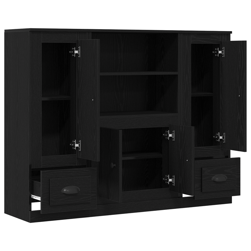 Casa si Gradina - Mobilier - Comode si corpuri - Corpuri bucatarie - Highboard Negru Stejar 132x35,5x103,5 cm Lemn Prelucrat - Infinity.ro