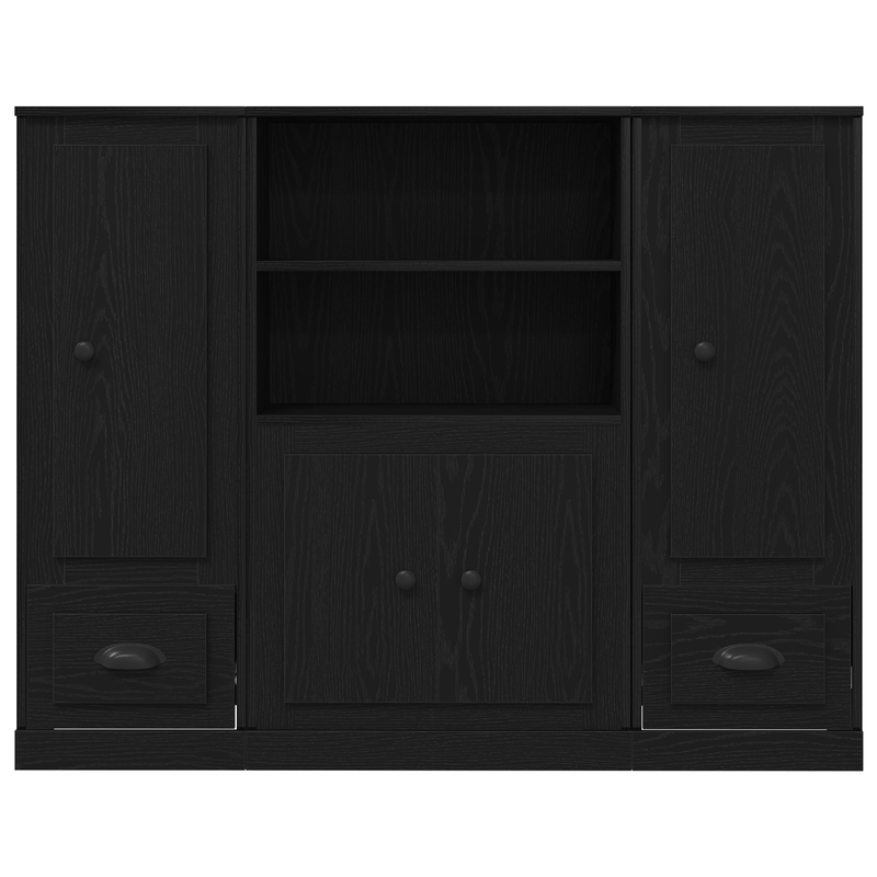 Casa si Gradina - Mobilier - Comode si corpuri - Corpuri bucatarie - Highboard Negru Stejar 132x35,5x103,5 cm Lemn Prelucrat - Infinity.ro
