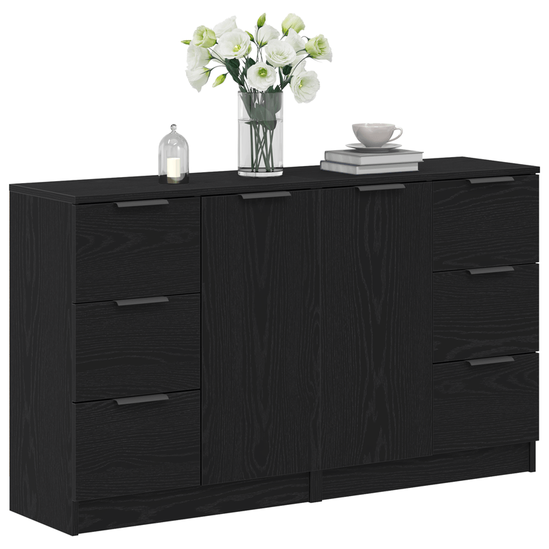 Casa si Gradina - Mobilier - Comode si corpuri - Comode - Mese laterale 2 buc Negru Stejar 60x30x70 cm Lemn prelucrat - Infinity.ro