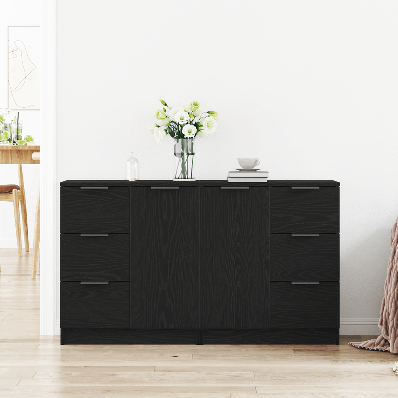 Casa si Gradina - Mobilier - Comode si corpuri - Comode - Mese laterale 2 buc Negru Stejar 60x30x70 cm Lemn prelucrat - Infinity.ro