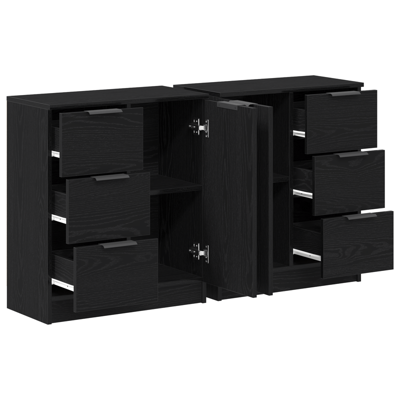 Casa si Gradina - Mobilier - Comode si corpuri - Comode - Mese laterale 2 buc Negru Stejar 60x30x70 cm Lemn prelucrat - Infinity.ro
