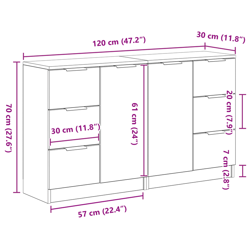 Casa si Gradina - Mobilier - Comode si corpuri - Comode - Mese laterale 2 buc Negru Stejar 60x30x70 cm Lemn prelucrat - Infinity.ro