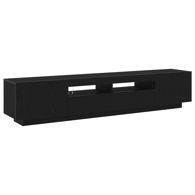 Casa si Gradina - Mobilier - Comode si corpuri - Comode - Dulap TV cu lumini LED stejar negru 200x35x40 cm lemn prelucrat - Infinity.ro