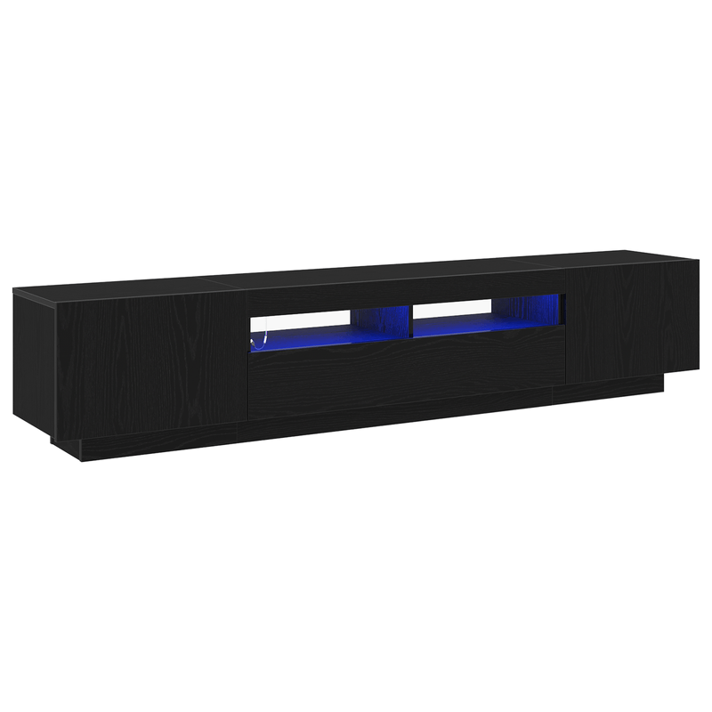 Casa si Gradina - Mobilier - Comode si corpuri - Comode - Dulap TV cu lumini LED stejar negru 200x35x40 cm lemn prelucrat - Infinity.ro