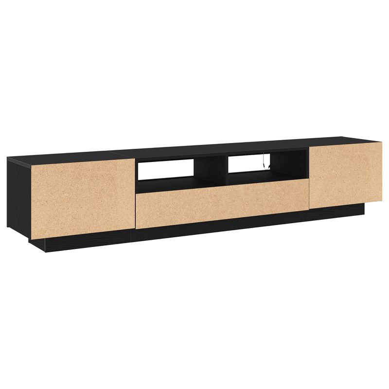 Casa si Gradina - Mobilier - Comode si corpuri - Comode - Dulap TV cu lumini LED stejar negru 200x35x40 cm lemn prelucrat - Infinity.ro