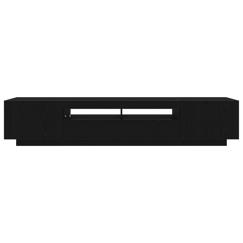 Casa si Gradina - Mobilier - Comode si corpuri - Comode - Dulap TV cu lumini LED stejar negru 200x35x40 cm lemn prelucrat - Infinity.ro