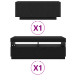 Casa si Gradina - Mobilier - Comode si corpuri - Comode - Dulap TV cu lumini LED stejar negru 200x35x40 cm lemn prelucrat - Infinity.ro