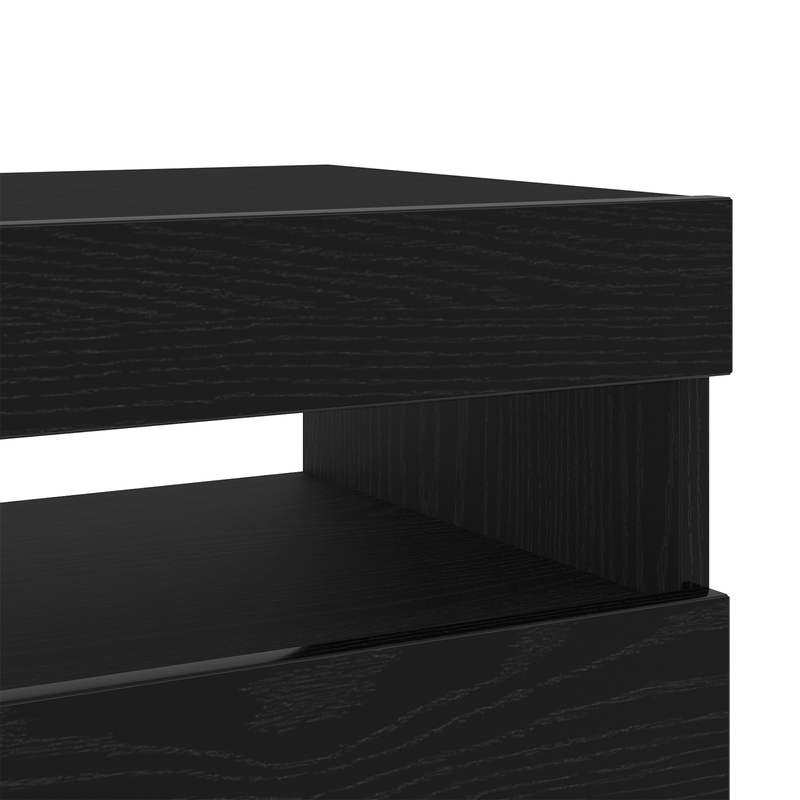 Casa si Gradina - Mobilier - Comode si corpuri - Comode - Dulap TV cu lumini LED stejar negru 200x35x40 cm lemn prelucrat - Infinity.ro