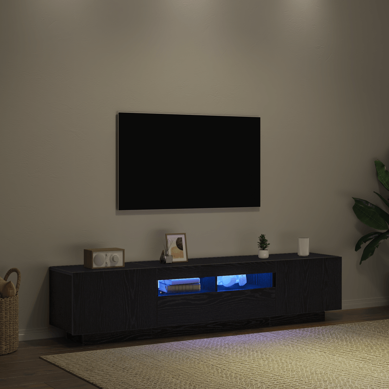 Casa si Gradina - Mobilier - Comode si corpuri - Comode - Dulap TV  cu lumini LED, stejar negru, 180x35x40 cm, din lemn prelucrat - Infinity.ro