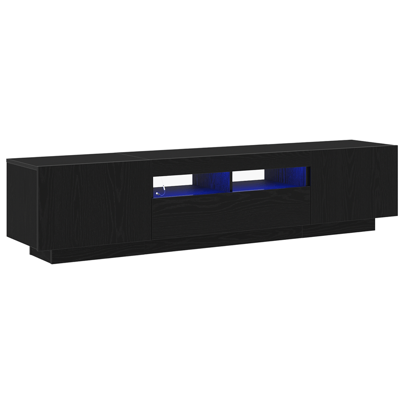 Casa si Gradina - Mobilier - Comode si corpuri - Comode - Dulap TV  cu lumini LED, stejar negru, 180x35x40 cm, din lemn prelucrat - Infinity.ro