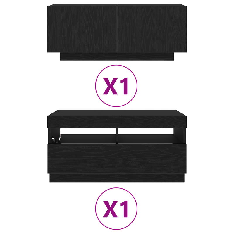 Casa si Gradina - Mobilier - Comode si corpuri - Comode - Dulap TV  cu lumini LED, stejar negru, 180x35x40 cm, din lemn prelucrat - Infinity.ro